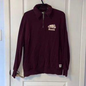 Roots Half Zip Sweater - Maroon Colour
